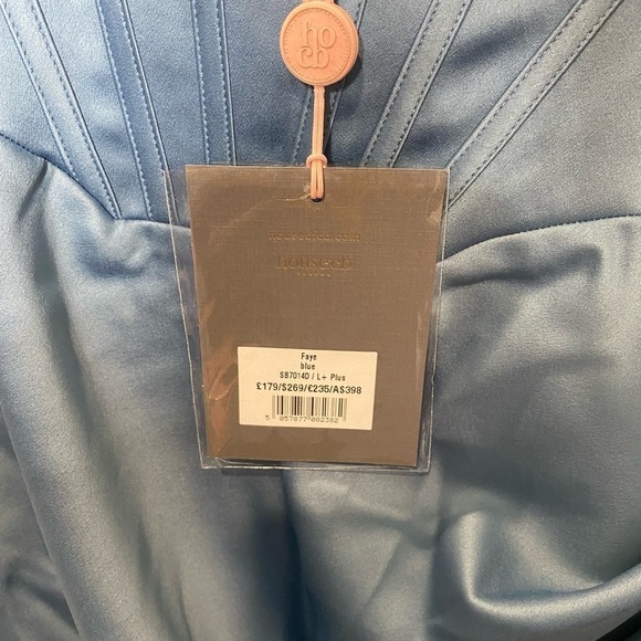 HOUSE OF CB Faye Satin Pleated Corset dress blue - Picture 5 of 14